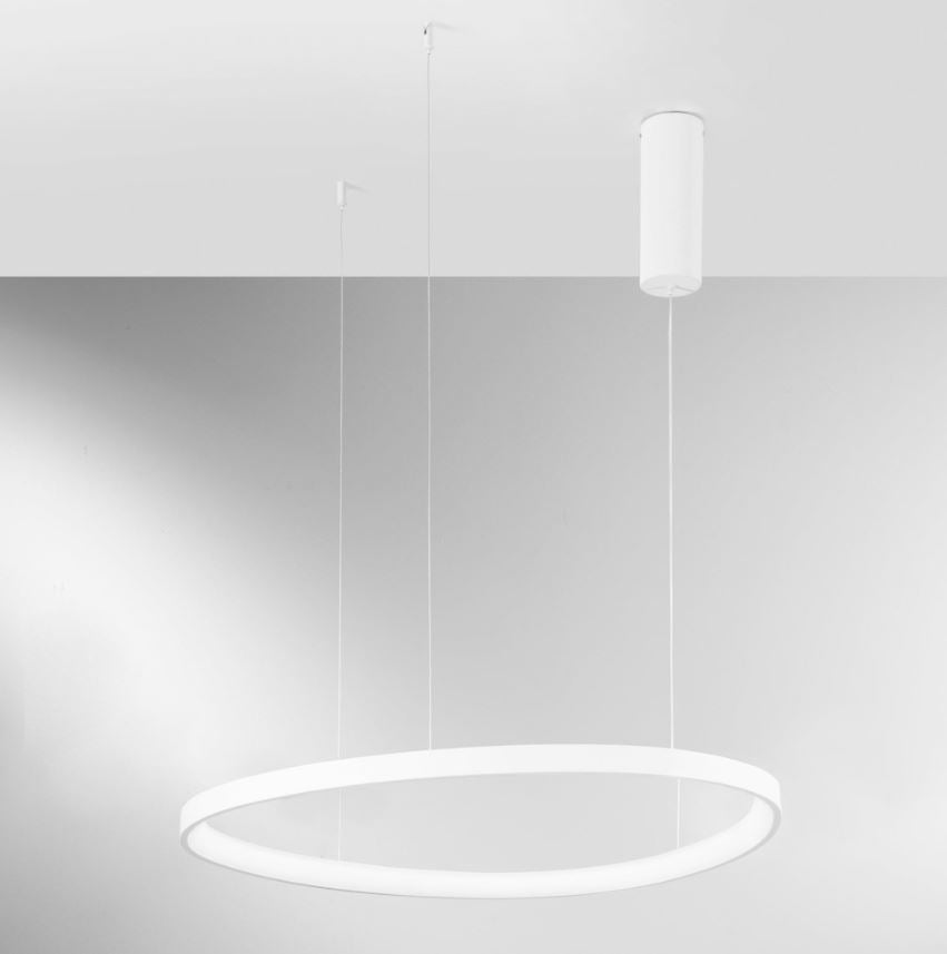 Sospensione LED ovale in alluminio bianco-nero diffusore in acrilico D. 65cm 58W CCT 8360LM KLAPTON-S65 Sospensione LED ovale in alluminio bianco-nero diffusore in acrilico D. 65cm 58W CCT 8360LM KLAPTON-S65